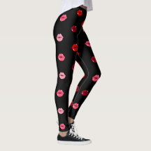 Niedliche Rosa und Rote Lippen Frauen Leggings