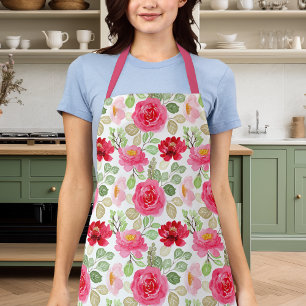 Niedliche rosa und rote Rose Schürze