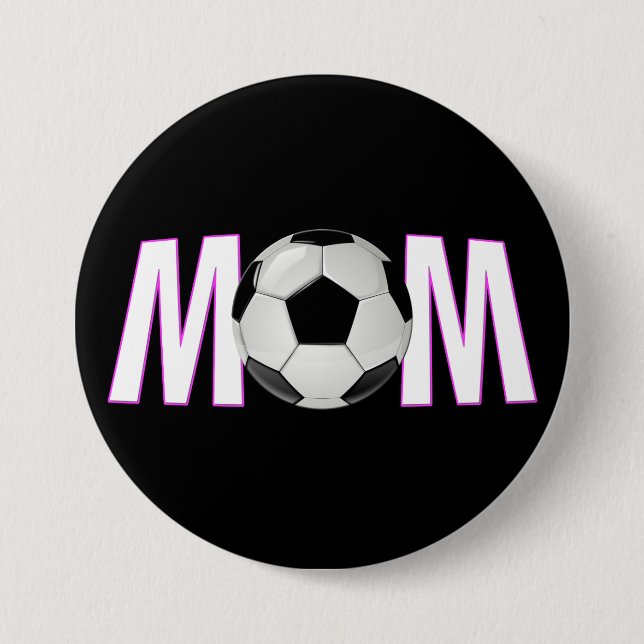 Niedliche Rosa- und Schwarz-Fußball-Mama Button-Bu Button (Vorderseite)