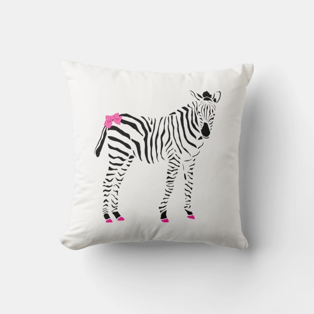 Niedliche Rosa- und Schwarz-Zebra-Girly-Geburtsank Kissen (Vorderseite)