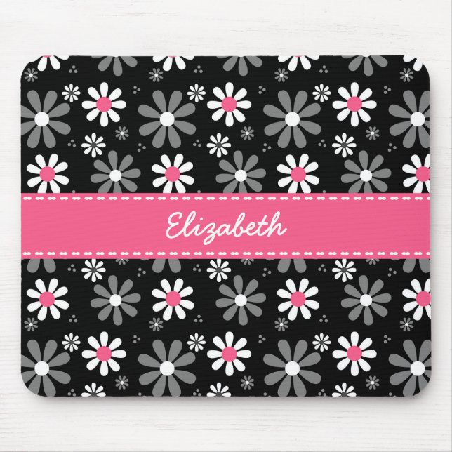 Niedliche rosa und schwarze Girly Mousepad (Vorne)