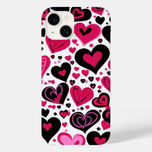 Niedliche rosa und schwarze Herzen Case-Mate iPhone 14 Hülle