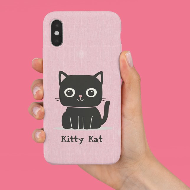 Niedliche Rosa und Schwarze Katze Case-Mate iPhone Hülle (Von Creator hochgeladen)