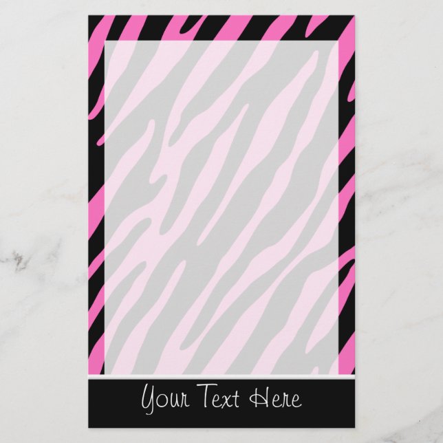 Niedliche Rosa und schwarze Zebrastreifen Briefpapier (Vorderseite)