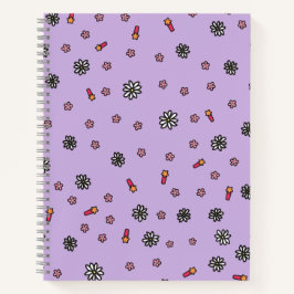 Niedliche rosa und weiße Blüten mit lila Sternen Notizbuch