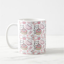 Niedliche rosa und weiße Katzen-Tasse