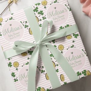 Niedliche Rosa und weiße Kleidung irische Babydusc Geschenkpapier Set