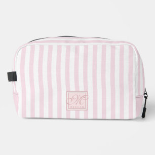 Niedliche Rosa und weiße Streifen - Mit Monogramm Waschbeutel