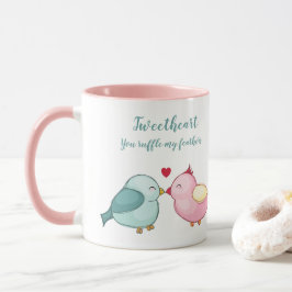 Niedliche Rosa und Weiße Valentinstag Liebe Vögel Tasse
