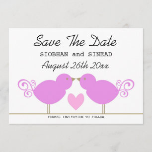 Niedliche rosa Vögel Lesben Hochzeit speichern das Save The Date