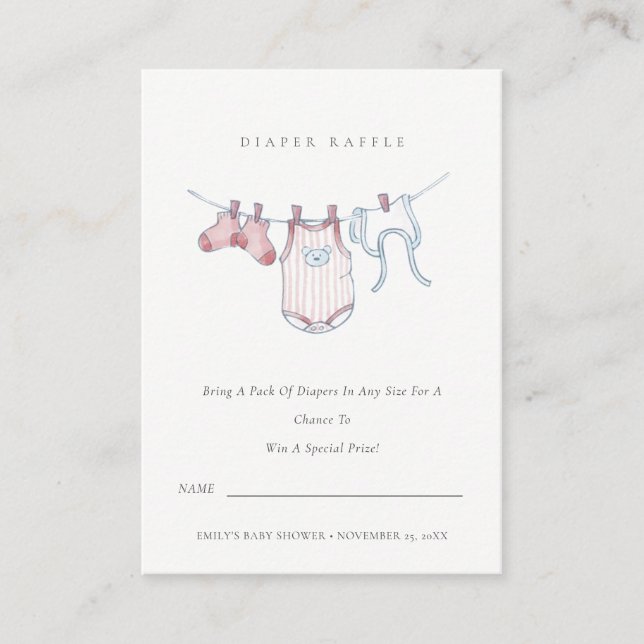 Niedliche rosa Wäscheleine Windelwaschmaschine Begleitkarte (Vorderseite)