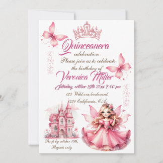Niedliche Rosa Wasserfarbe gürtliche Burg Prinzess Einladung