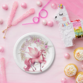 Niedliche Rosa Wasserfarbe gürtliche Burg Prinzess Pappteller