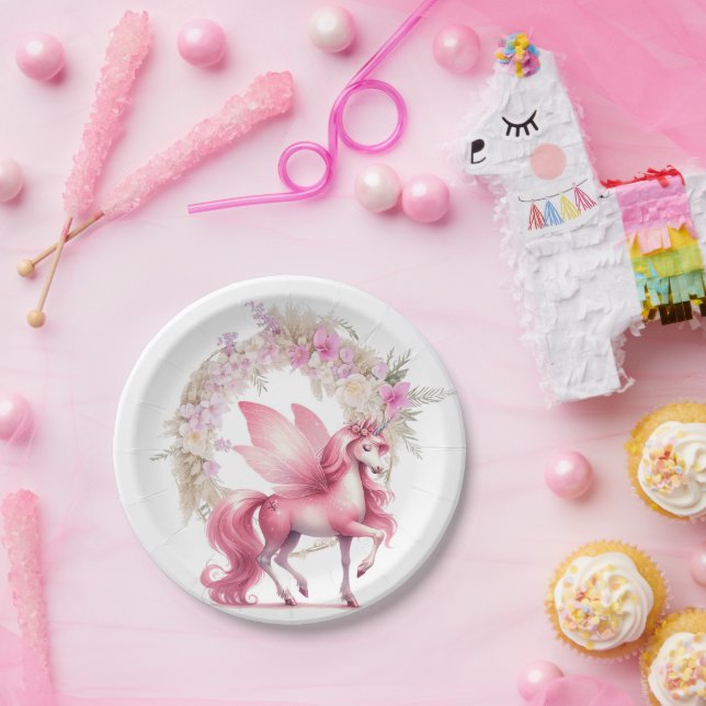 Niedliche Rosa Wasserfarbe gürtliche Burg Prinzess Pappteller (Party)