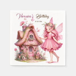 Niedliche Rosa Wasserfarbe gürtliche Burg Prinzess Serviette