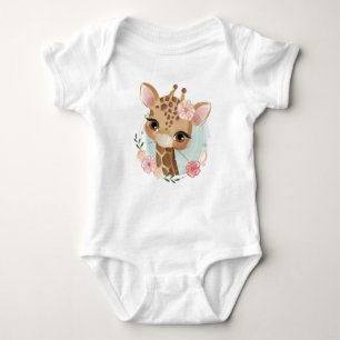 Niedliche Rosa WasserfarbenGiraffe Baby Strampler