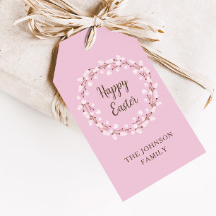 Niedliche rosa Weide Frohe Ostern Geschenkanhänger