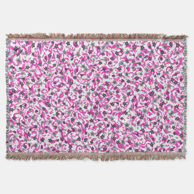 Niedliche, rosa, weiße abstrakte Blume Decke (Vorderseite)