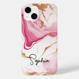 Niedliche rosa weiße Imitate Glitzer Marmor Art Mo Case-Mate iPhone 14 Hülle