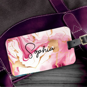 Niedliche rosa weiße Imitate Glitzer Marmor Art Mo Gepäckanhänger