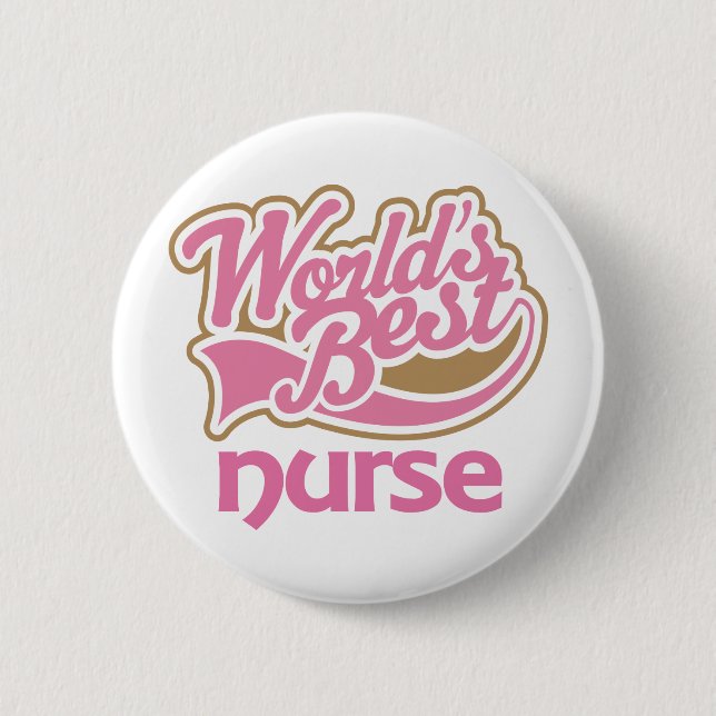 Niedliche rosa Weltbeste Krankenschwester Button (Vorderseite)