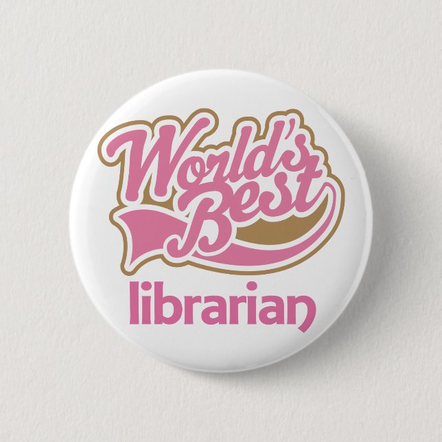 Niedliche rosa Weltbester Bibliothekar Button (Vorderseite)