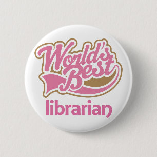 Niedliche rosa Weltbester Bibliothekar Button