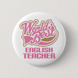 Niedliche rosa Weltbester englischer Lehrer Button