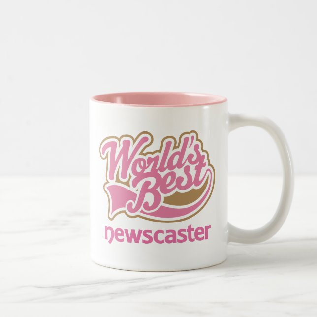 Niedliche rosa Weltbester Nachrichtensprecher Zweifarbige Tasse (Rechts)