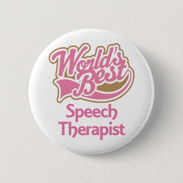 Niedliche rosa Weltbester Sprache-Therapeut Button (Vorderseite)