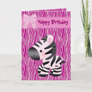 Niedliche Rosa Zebra & Cupcake (innen) Geburtstags Karte