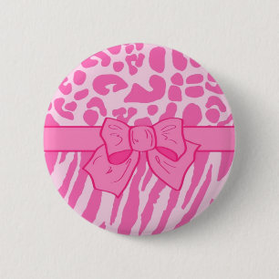 Niedliche Rosa Zebra Leopard Tierdruckerei und Gir Button