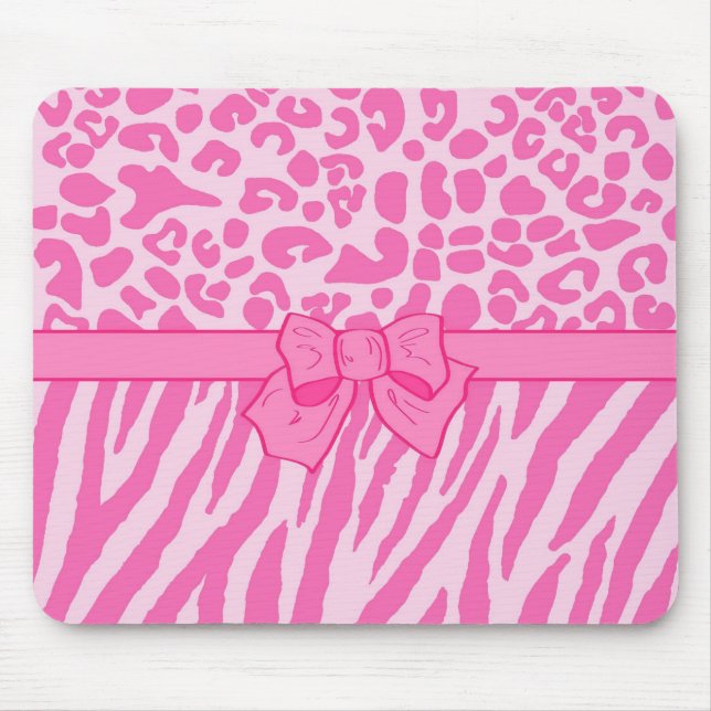 Niedliche Rosa Zebra Leopard Tierdruckerei und Gir Mousepad (Vorne)