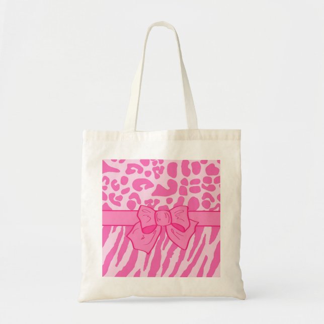 Niedliche Rosa Zebra Leopard Tierdruckerei und Gir Tragetasche (Vorne)