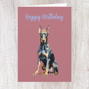 Niedliche Rose Gold Doberman Geburtstagskarte Karte