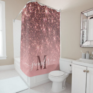 Niedliche Rose Gold Glitzer Duschvorhang