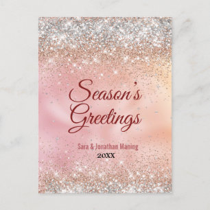 Niedliche Rose Gold Glitzer Weihnachten Neujahr Postkarte