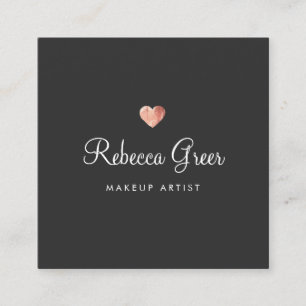 Niedliche Rose Gold Heart Black Beauty Consultant Quadratische Visitenkarte
