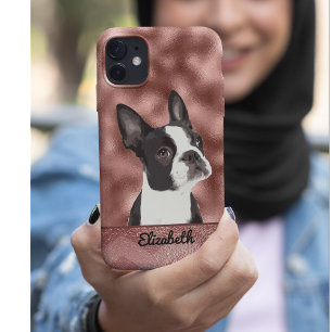 Niedliche Rose Gold Pink Boston Terrier Dog Pet Case-Mate iPhone Hülle