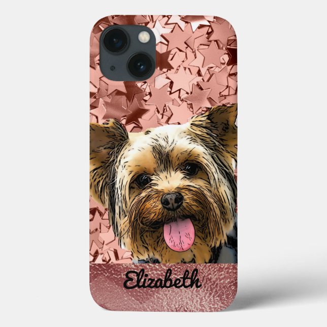Niedliche Rose Gold Pink Yorkie Dog Name Hübsch Ch Case-Mate iPhone Hülle (Rückseite)