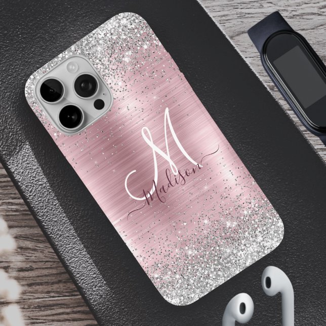 Niedliche Rose Gold Silber Imitate Glitzer mädchen Case-Mate iPhone Hülle (Von Creator hochgeladen)