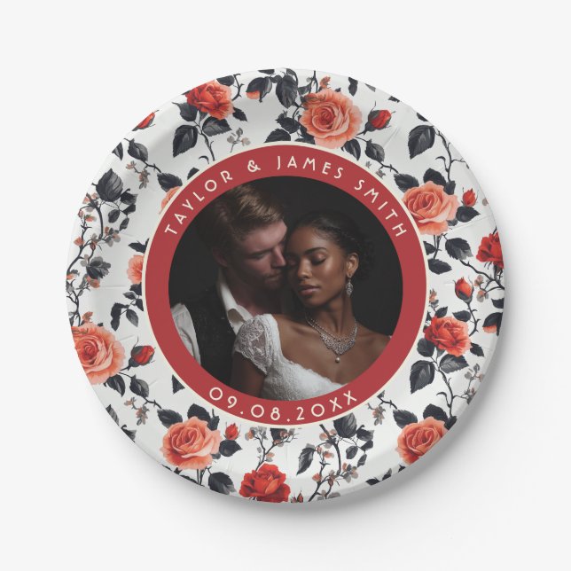 Niedliche Rose Grünflächen Teller für einfache Hoc (Vorderseite)