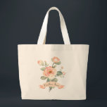 Niedliche Rose mit Vintagen Pfirsich Bouquet mit N Jumbo Stoffbeutel<br><div class="desc">Niedliche Vintage PfirsichRose Bouquet mit dem Namen große Tote Tasche. Diese stilvolle Tasche bietet eine schöne und elegante pfirsichfarbene Rose und einen personalisierten Namen. Das Design ist auf der Vorderseite und auf der Rückseite der Tottasche.</div>