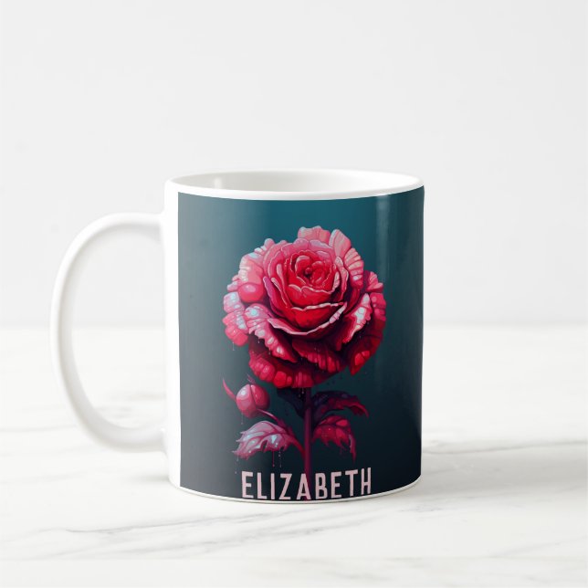 Niedliche Rose Monogramm Wasser Flasche Rose Kaffe Kaffeetasse (Links)