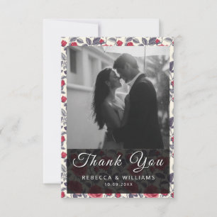 Niedliche Rose Themed Wedding Flat Danke Karte