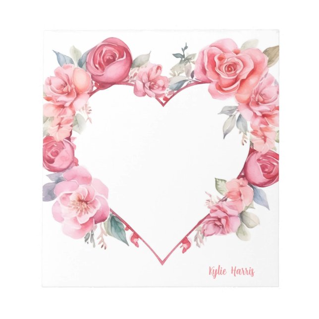 Niedliche Rosenfarbe Wasserfarbe für den Valentins Notizblock (Vorderseite)