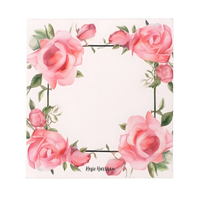 Niedliche Rosenfarbe Wasserfarbe für den Valentins Notizblock (Vorderseite)