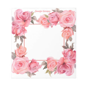 Niedliche Rosenfarbe Wasserfarbe für den Valentins Notizblock