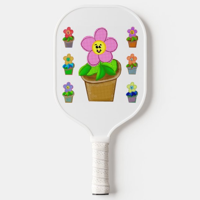 Niedliche rosy Posy gepolsterte Blume Pickleball Schläger (Vorderseite)