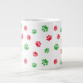 Niedliche Rot- und Grünpaw-Prints Jumbo-Tasse